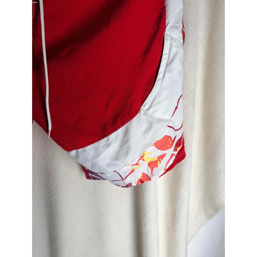 Beach Rays Mens Red White Floral Board Shorts Swim Trunks Mesh Lined Size XL
